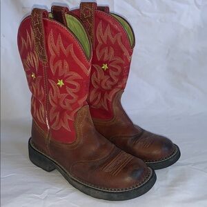 Ariat Red and Brown Western Heeled Boots